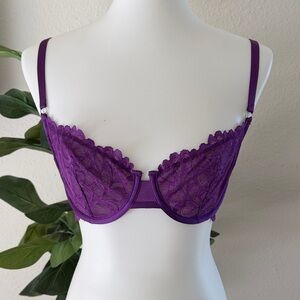 Savage X Fenty Purple Lace Balconette Bra - 32DD